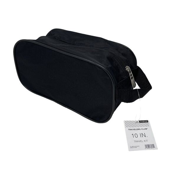 Travel Toiletry Bag Small Dopp Kit Zipper Bag Shaving Shower Case - Black - Picture 1 of 4